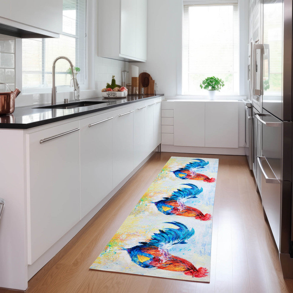 Indoor/Outdoor Kendall KE1 Multi Machine Washable 2'3" x 7'6" Runner Rug