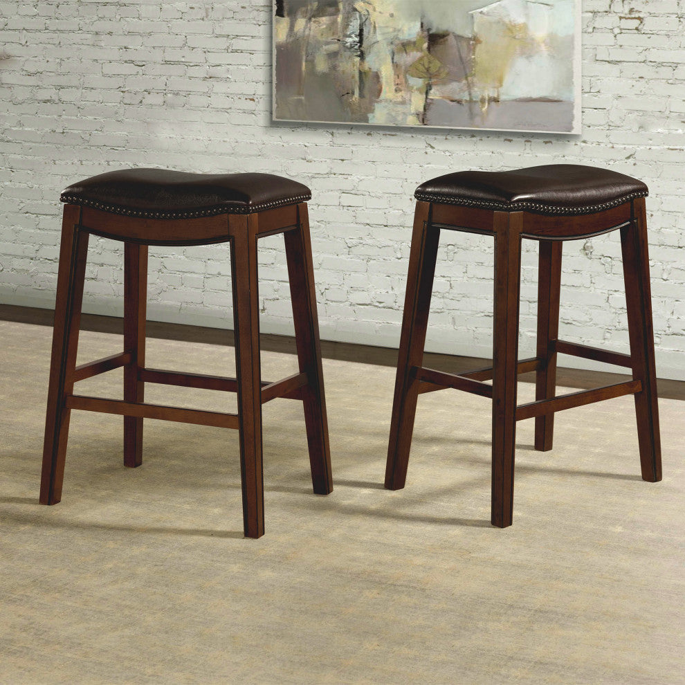 Picket House Bowen 30" Backless Bar Stool, Brown