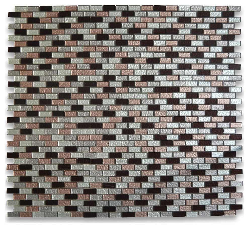 Glass Mosaic Tile Deep Red Pink White Light Grey Satin Glass Accent, 1 sheet