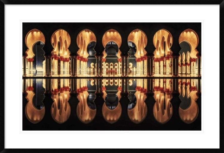 "Reflections in the Mosque" Framed Digital Print by Cuomo Massimo, 38"x26"