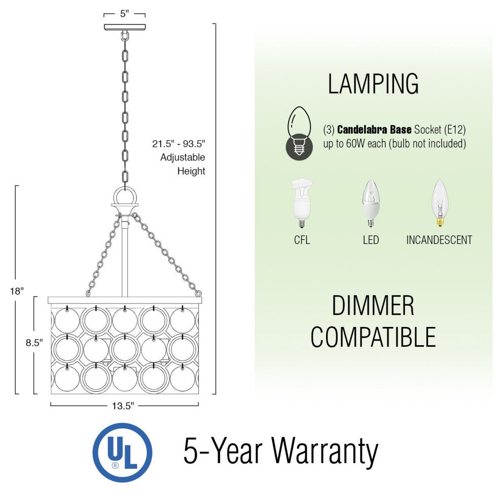 Kira Home Estelle 18" Chic Crystal Pendant Chandelier, Wavy Glass, Capiz Shell