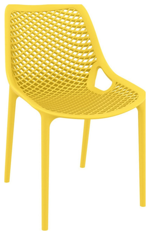 Air Mix Square Dining Set With White Table and 4 Yellow Chairs