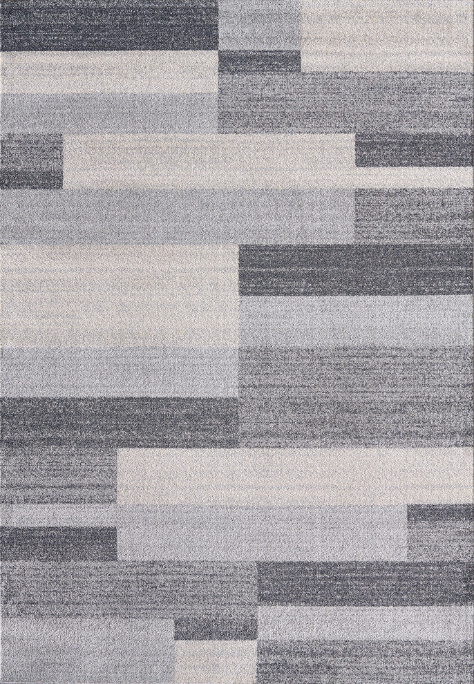 Abani Quartz QRZ140A Contemporary Color Block Grey Beige Area Rug