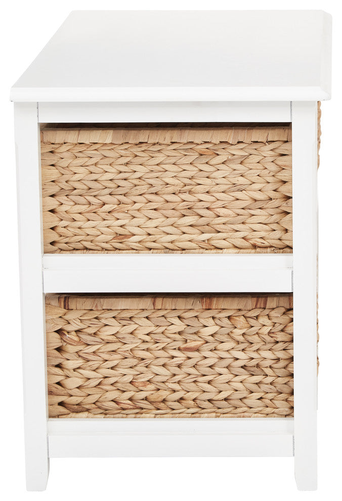 Seabrook Two-Tier Storage Unit With White Finish and Natural Baskets