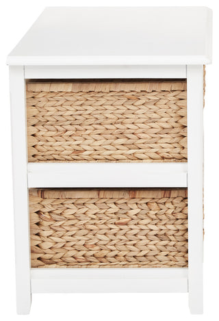 Seabrook Two-Tier Storage Unit With White Finish and Natural Baskets