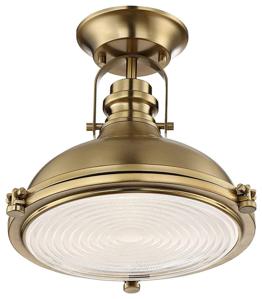Industrial Ceiling Light Dome Antique Glass Semi Flush Mount Ceiling Lamp