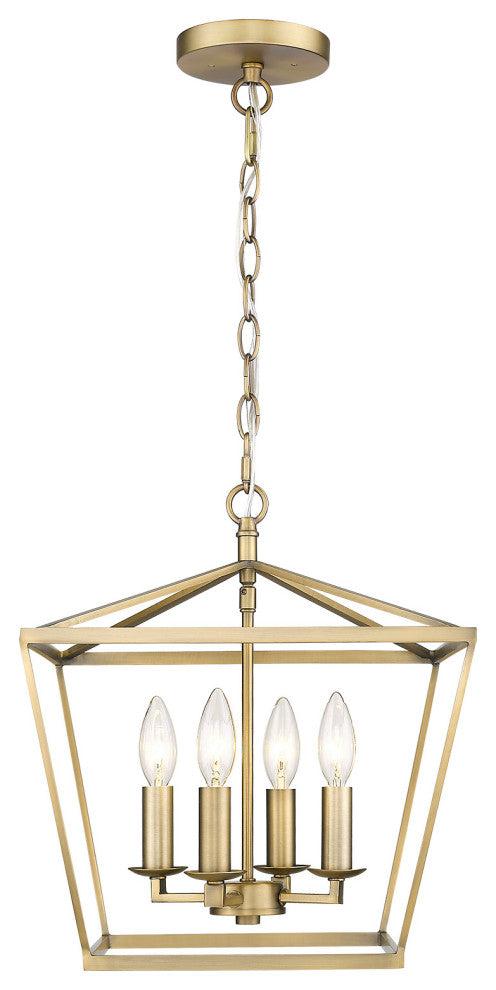 4-Light Dual Mount Pendat Lantern in Aged Brass