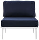 Stance Outdoor Patio Aluminum Armless Chair, White Navy