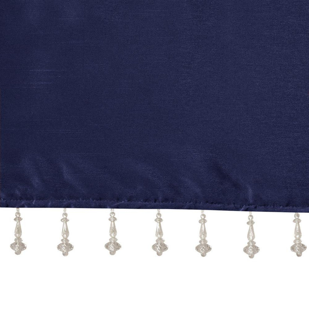 100% Polyester Lightweight Faux Silk Valance With Beads, MP41-6320