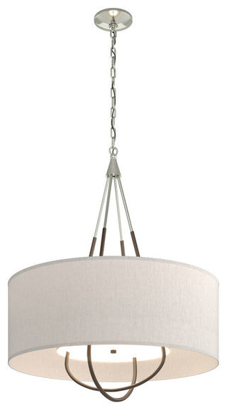 Loop Pendant, Sterling Finish, Bronze Accents, Flax Shade