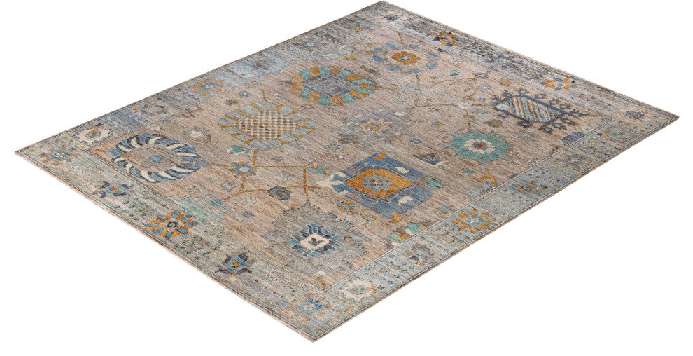 Oushak One-of-a-Kind Hand-Knotted Area Rug Beige, 7'11" x 9'10"