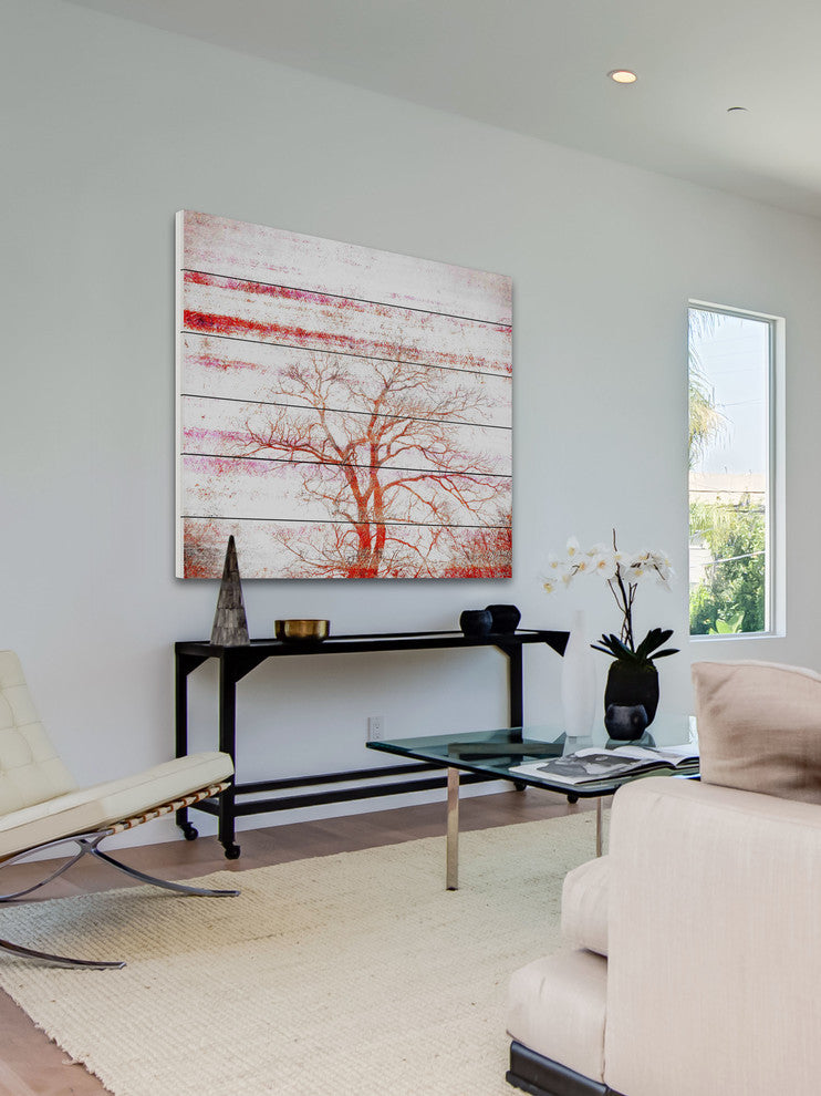 "Orange Tree" Print on White Wood, 40"x40"