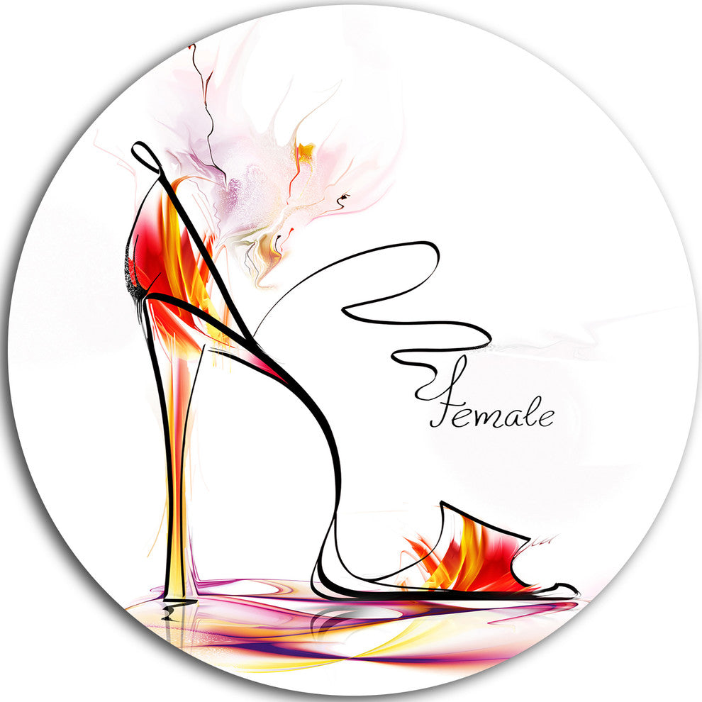 Abstract Red High Heel, Digital Abstract Disc Metal Artwork, 11"