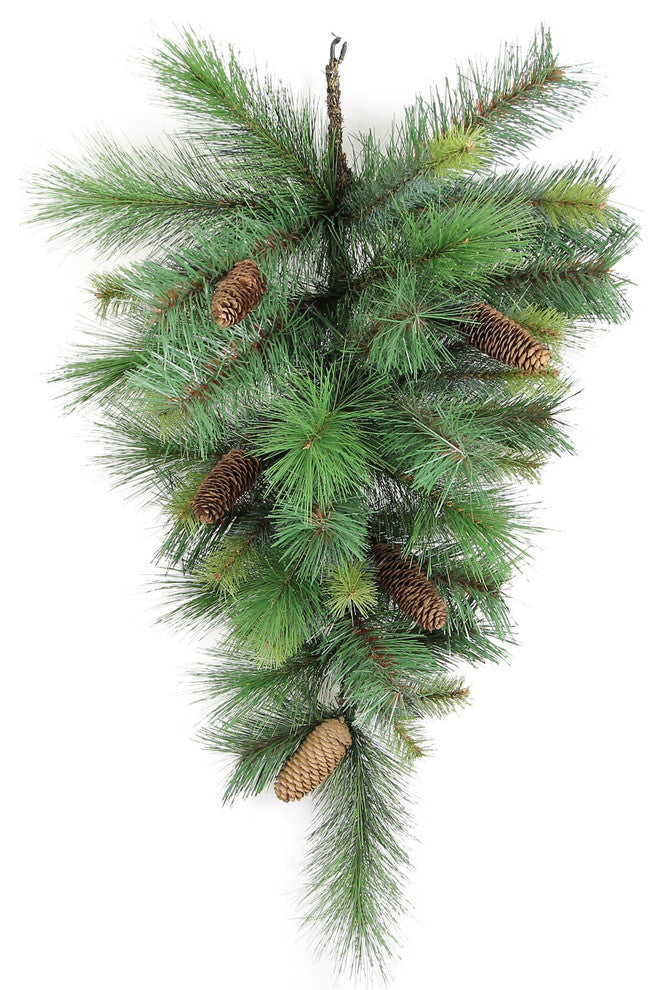 36" Christmas Pine Teardrop Swag with Natural Pine Cone 42 Tips