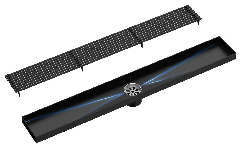 24" Stainless Steel Linear Shower Drain, Tile-In Pattern, Matte Black