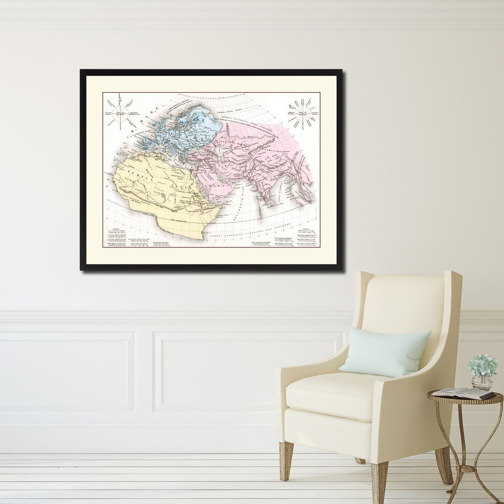 World In The Time Of Ptolomy Vintage Antique Map Wall Art, 28"x37"
