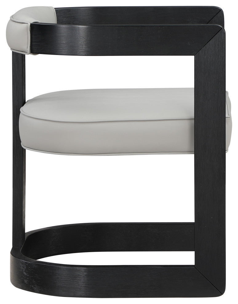 Manchester Faux Leather Upholstered Dining Chair, Grey, Black Finish