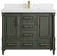 Aberdeen 42 Single Sink Bath Vanity in Pewter Green 2" White Quartz