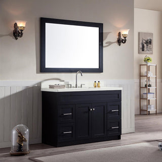 Hamlet 49" Single Sink Vanity Set, Black, With Mirror, Quartz Countertop