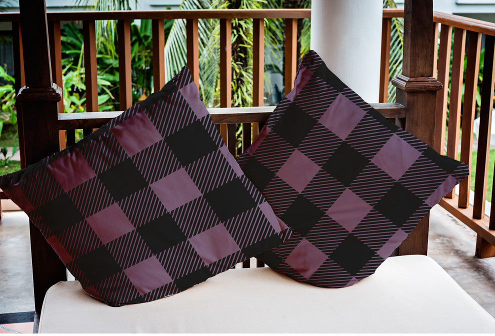 Buffalo Plaid Indoor/Outdoor Throw Pillow, Larkspur, 20"x20"