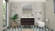 Belli 42" Wall Mounted Single Bathroom Vanity Set, Dark Gray Oak, Glossy White Top