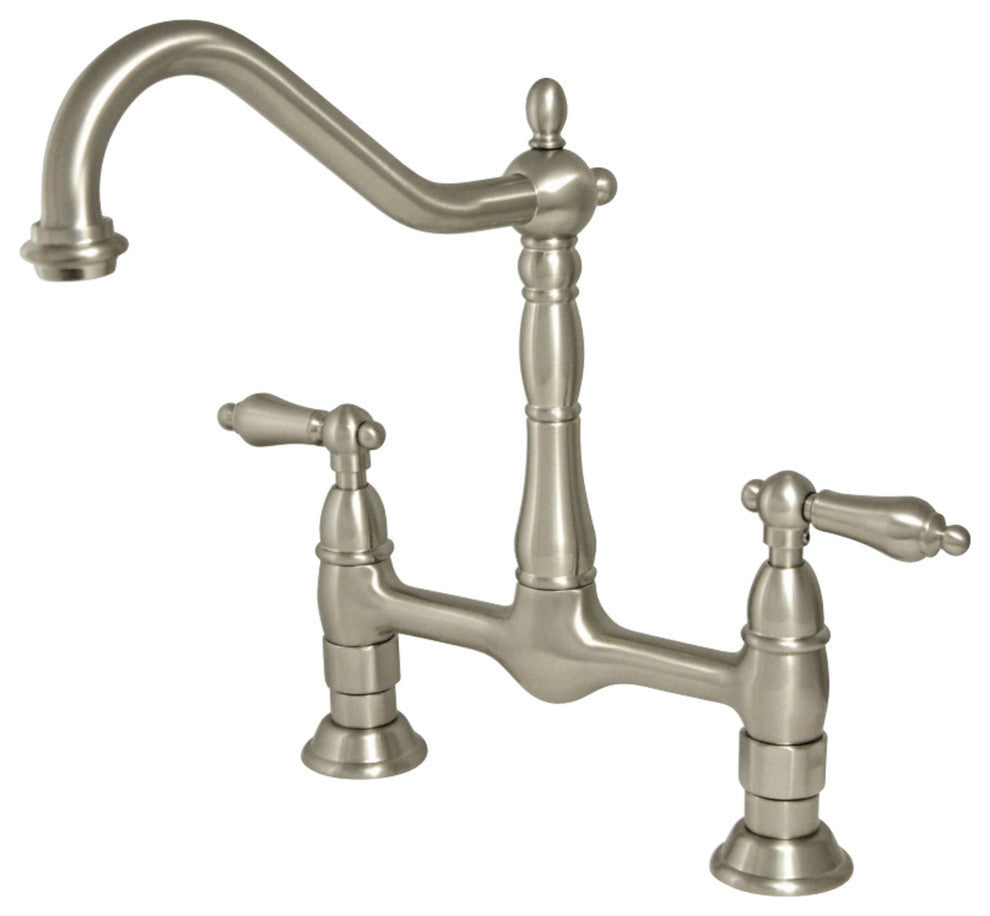 Kingston Brass Bridge Kitchen Faucet, Brushed Nickel