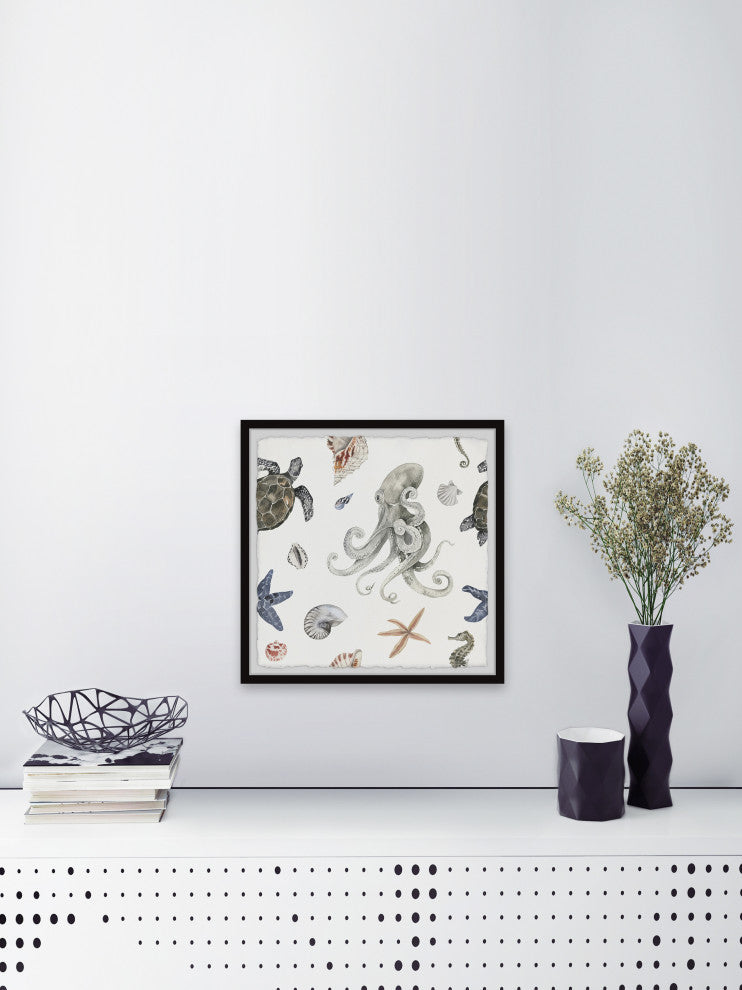 "Ocean Dwellers" Framed Painting Print, 18x18