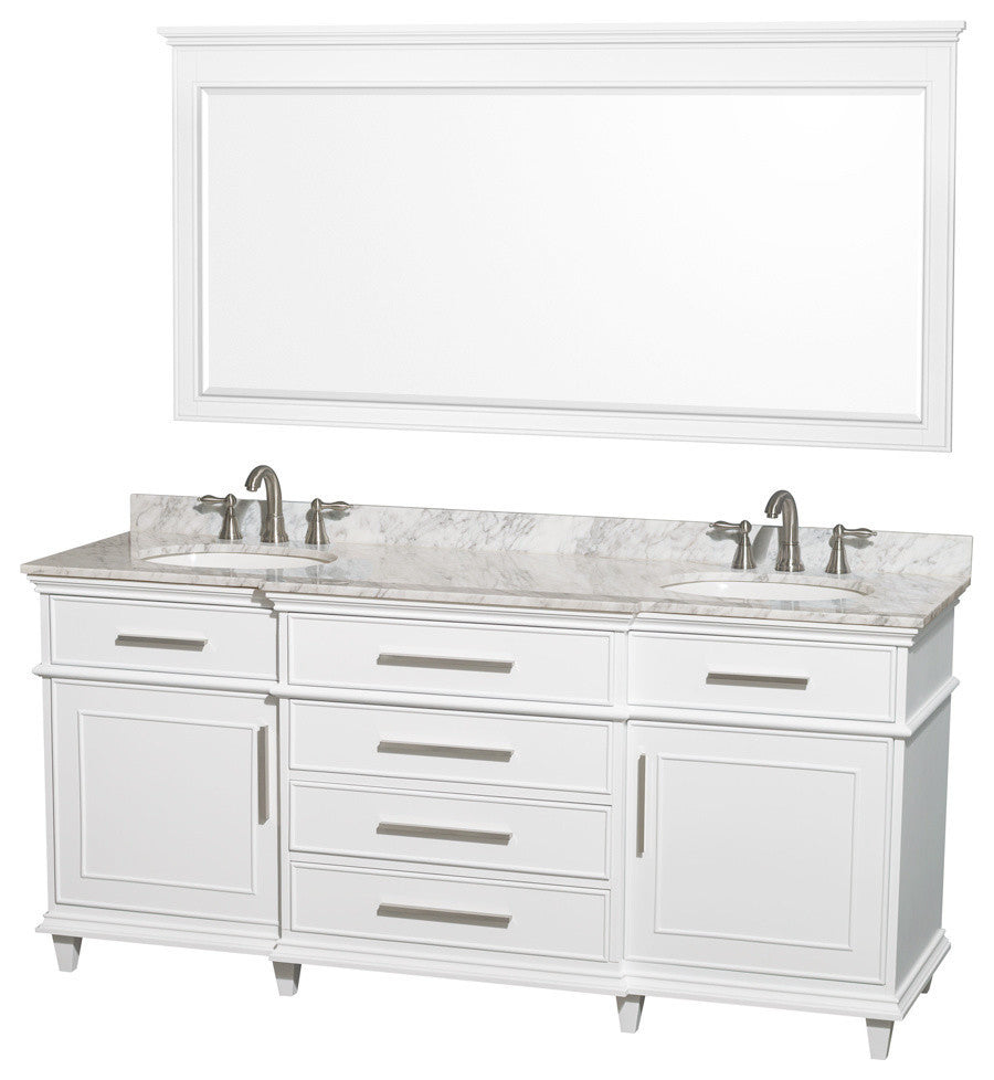 Berkeley Double Bathroom Vanity With Mirror, 72"