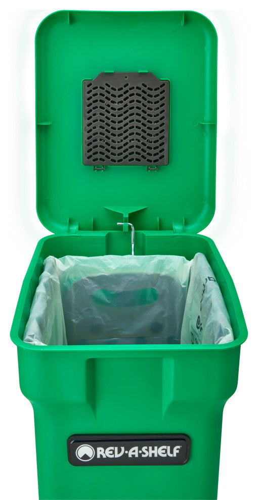 Wood Pull Out Trash/Compost Bin With Soft Close, Black, 15Wx21.75Dx20.38"H