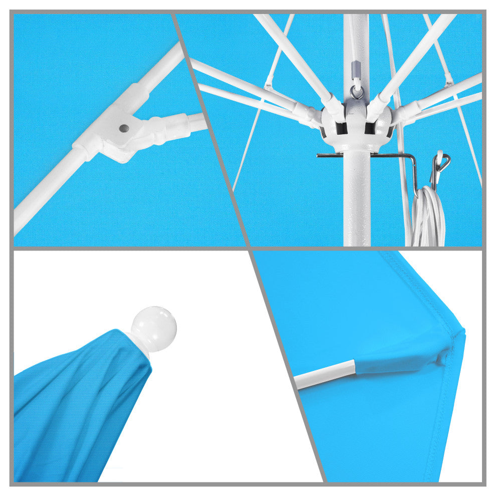 Fiberglass Umbrella White, Canvas Cyan