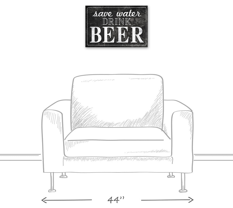 Save Water Drink Beer 12x18 Print on Canvas