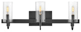 Hinkley Ryden Medium Three Light Vanity, Black