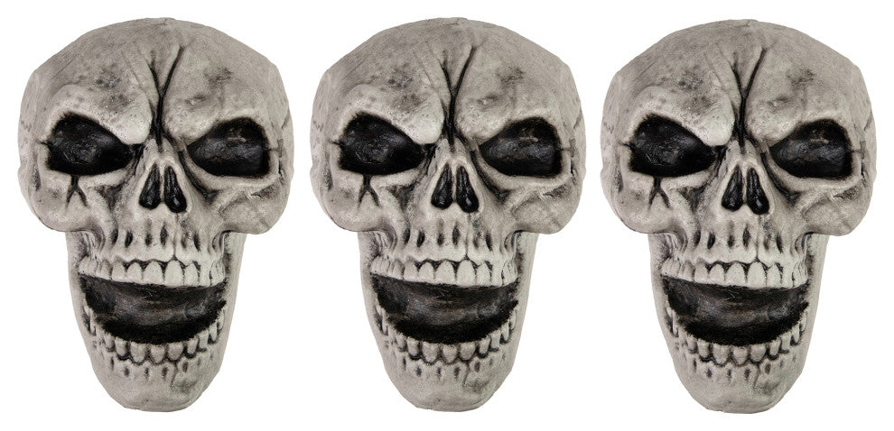 Set of 3 Halloween Skull Yard Stakes Outdoor Decorations