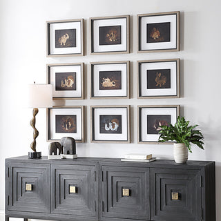 Uttermost Resting Bunny Framed Prints Set of 9