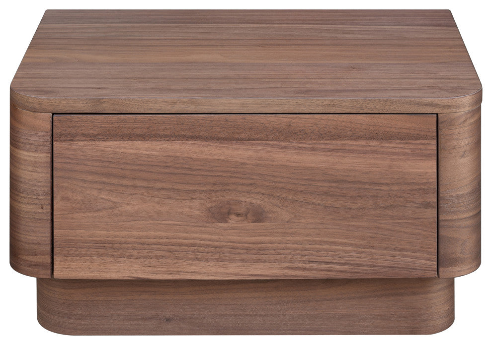 Round Off Walnut Brown Small Nightstand