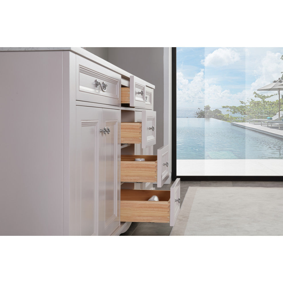 Legion Furniture WS2512 Series Bathroom Sink Vanity, Dreamy White, 72", Artificial Stone Top, Double Sink