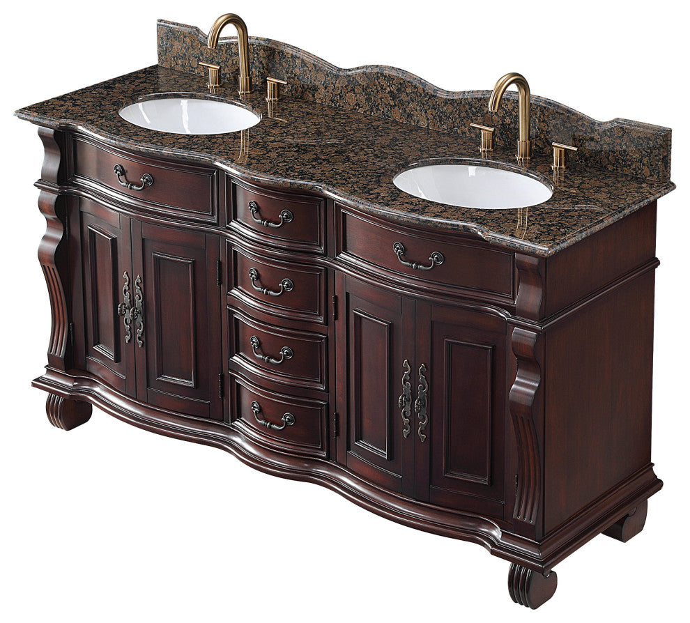 64" Timeless Classic style Hopkinton Double Sink Bathroom Vanity GD-4438SB-64