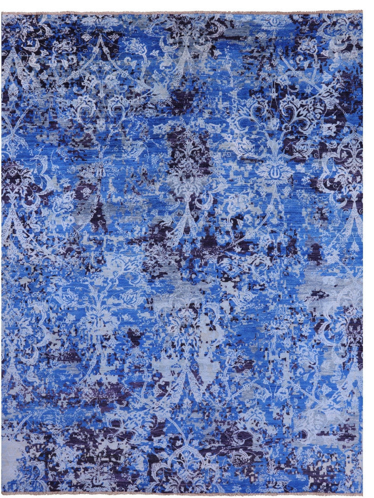 Modern Wool and Silk Hand Knotted Rug 9' 1" X 12' 1" Q10322