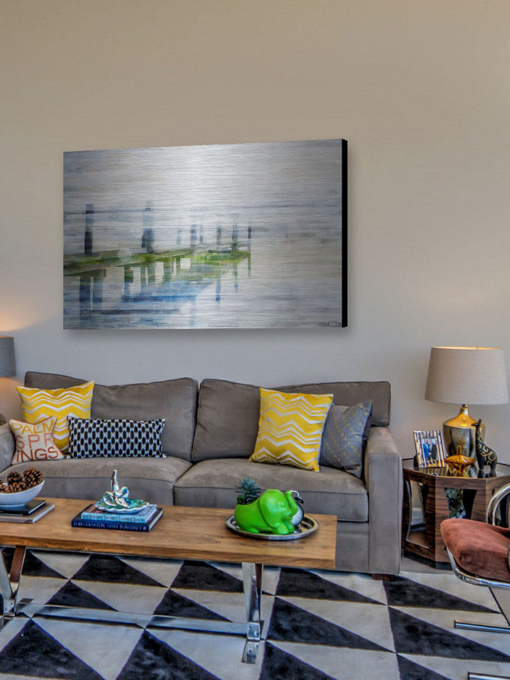 "Dock Mist" UV Ink Print on Brushed  Aluminum, 45"x30"