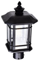 1 Light 18" Tall Outdoor Post Lantern, Black With Water Glass
