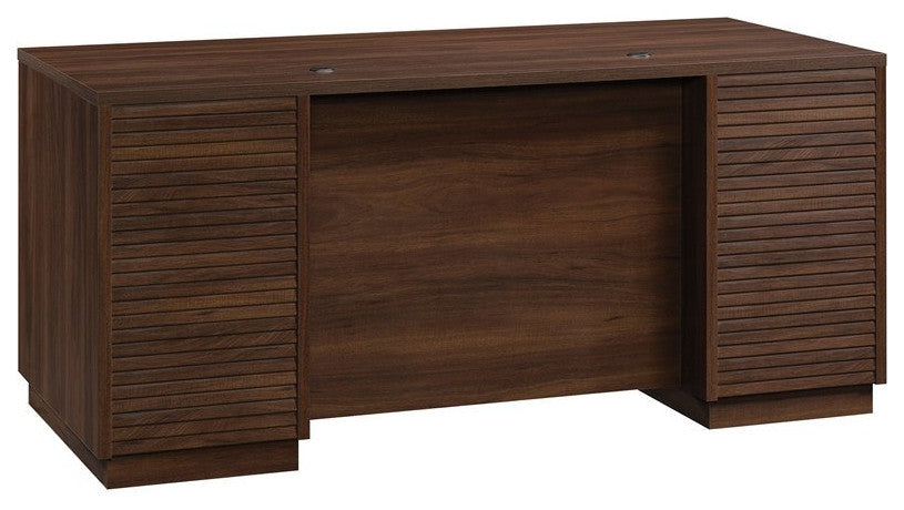 Sauder Englewood Engineered Wood Executive Desk in Spiced Mahogany
