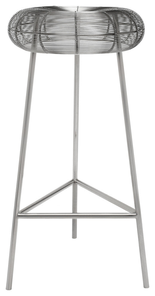Tuscany Durable Metal Stool, Silver, Bar Height