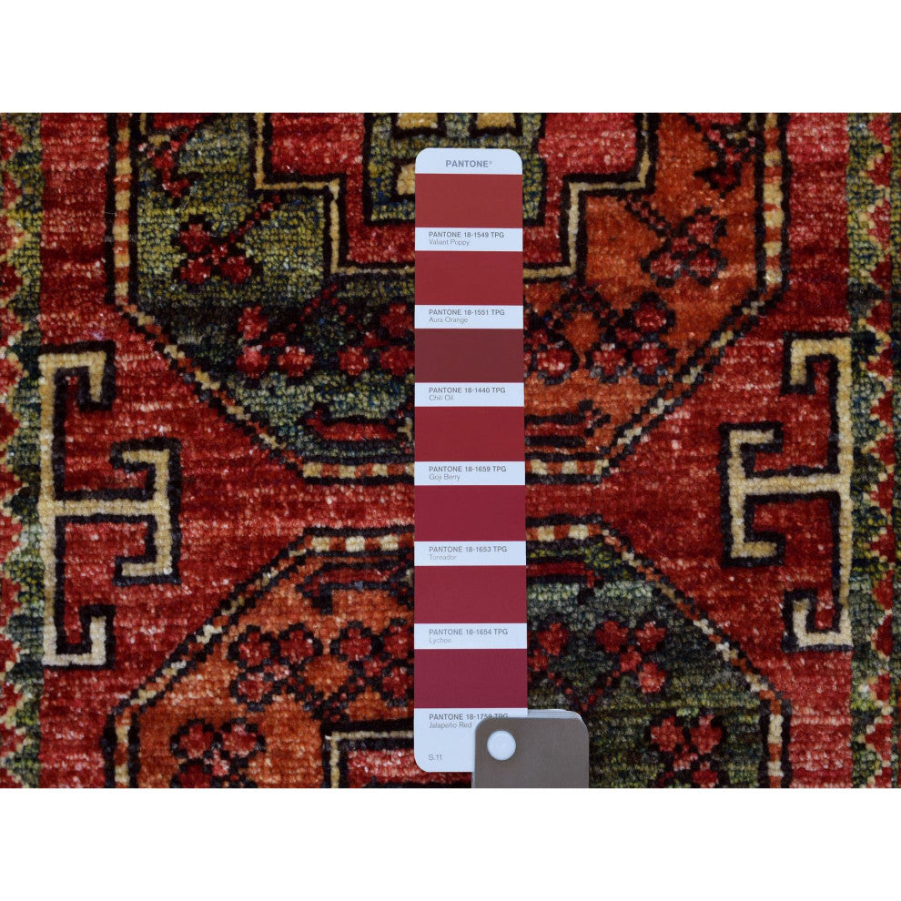 TomatoRed Afghan Ersari Elephant Feet Design 100% Wool Oriental Rug  2'0" x 3'0"