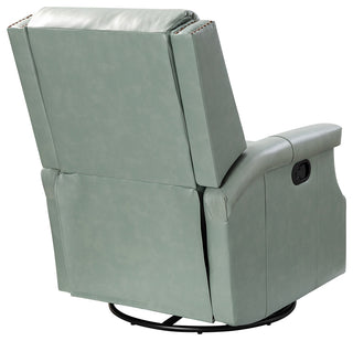 Genuine Leather Swivel Rocker Recliner, Sage