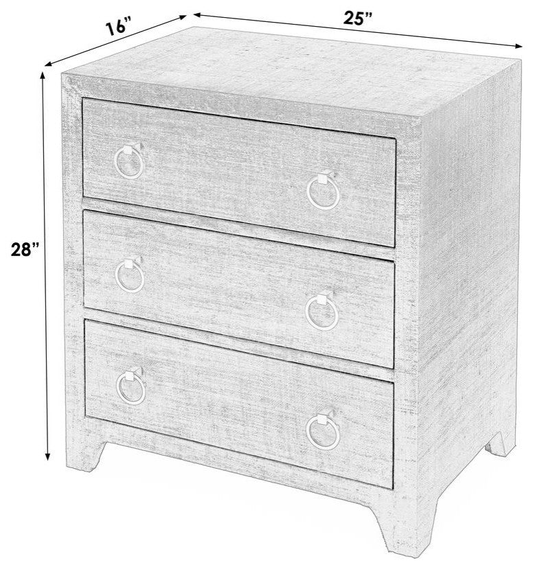 Butler Specialty Company, Bar Harbor Charcoal Raffia 3 Drawer Chest, Charcoal