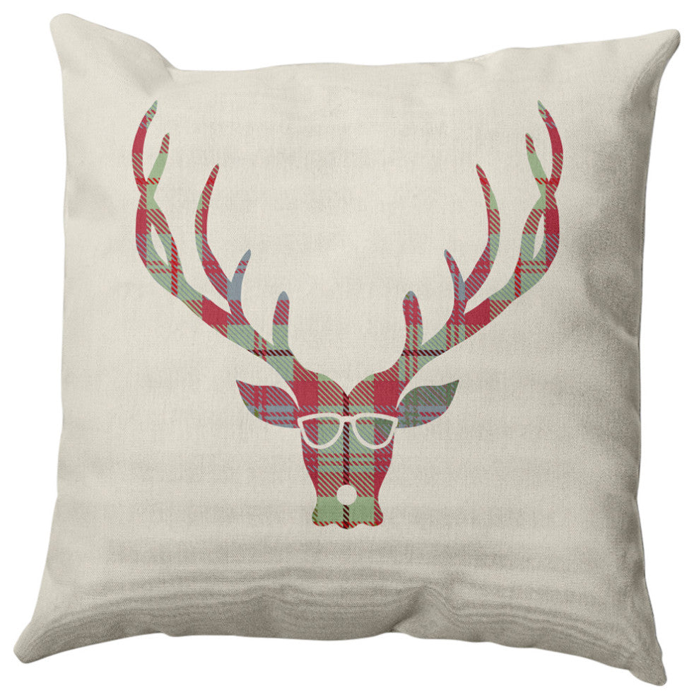 Cool Dude Holiday Reindeer Decorative Throw Pillow, Sage Green, 26"x26"