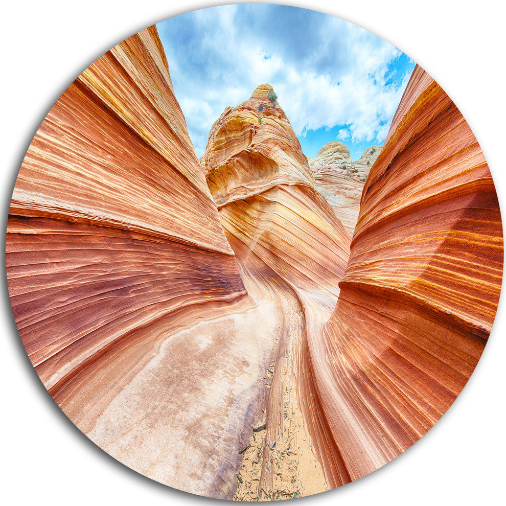 Swirling Dune Sandstones, Landscape Photo Round Wall Art, 11"