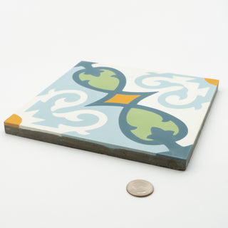 8"x8" Agadir  Handmade Cement Tile, Multicolor, Set of 12