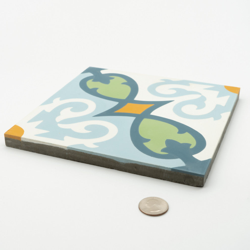 8"x8" Agadir  Handmade Cement Tile, Multicolor, Set of 12