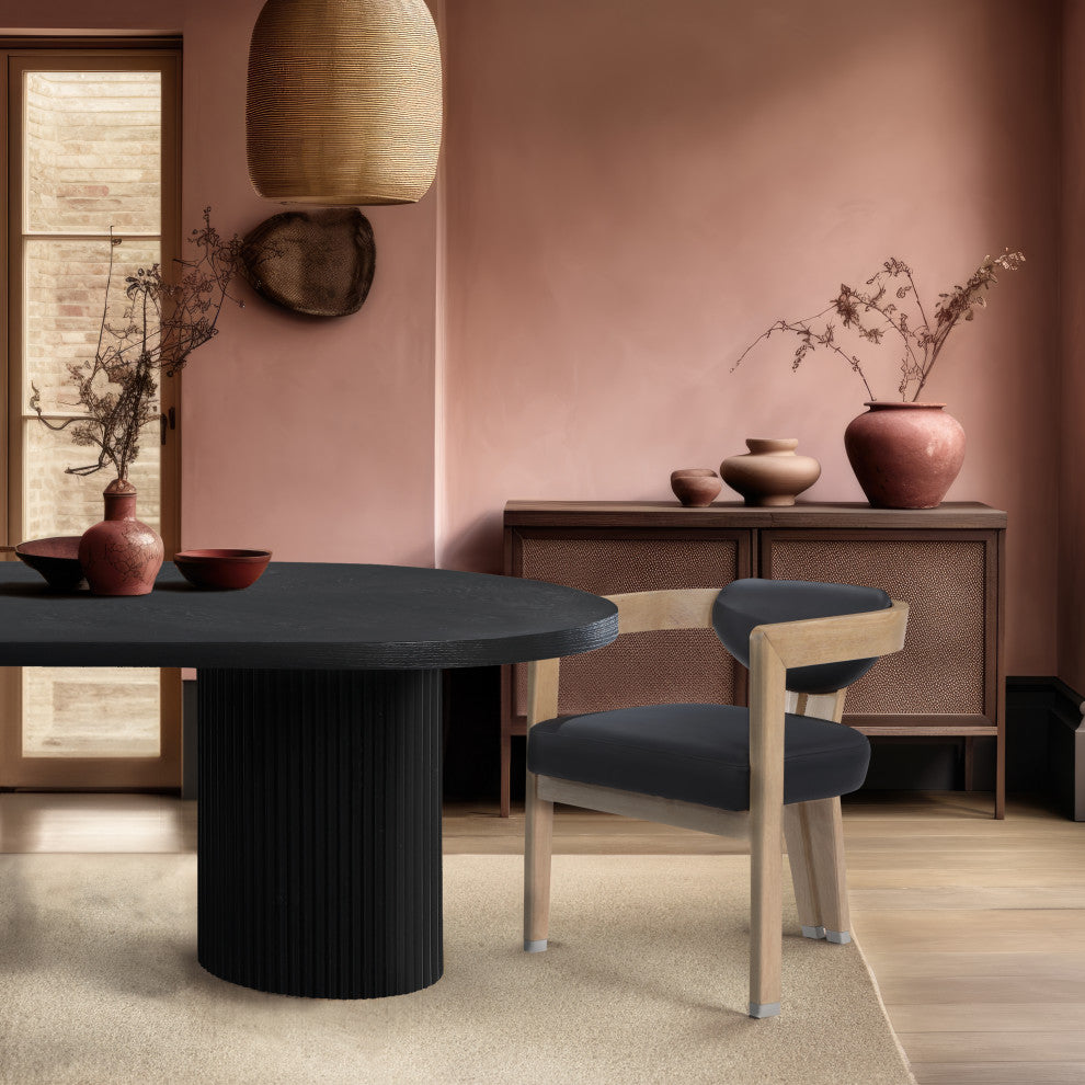 Belinda Oak Wood Dining Table, Black